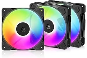 ARCTIC P12 Pro Reverse A-RGB – 3 Pack – 120 mm Premium Fan with Reverse Airflow, PWM Fan with Y cable splitter, 500-3000 rpm, 0 rpm <5% PWM, 5V Digital RGB, hydrodynamic bearing, 4-Pin - Black