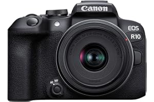 Canon EOS R10 + RF-S 18-45mm IS STM Lens - Compact Mirrorless Digital Camera - 24.2 MP, Dual Pixel CMOS AF II - 4K up to 60p - 23 FPS Continuous Shooting - Face & Eye Detection - Bluetooth, Wi-Fi