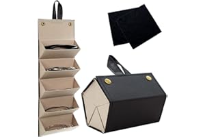 CIOUYAOS Okulary Przeciwsłoneczne Organizer 5 gniazda i 2PCS Tkanina okularów, Składane okulary podróżne etui, Wiele par uchwyt na okulary Mężczyźni Kobiety (Czarny)