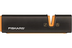Fiskars XSharp Axe and Knife Sharpener, Ceramic sharpening stone/Fiberglass reinforced plastic case, Black/Orange, 1000601