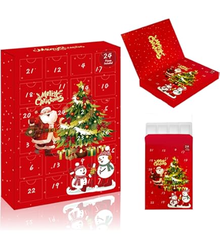 Calendrier De L'Avent DIY à Remplir - 24 Boîtes En Papier Réutilisables - Dimensions Déplié 21,5x30,5x4 Cm - Pour Noël, Anniversaires, Saint-Valentin