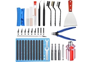 HAWKUNG 36 PCS 3D Drucker Tool Kit, 3 in 1 Düsenwechselwerkzeug, Nadeln, Zange, Pinzette, Schlüssel, Schaber, Bürste, Schneidematte, Clean Up Messer für Düsenwechsel und Modell Entfernen, Reinigung
