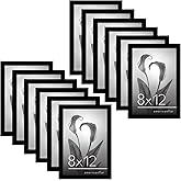 Americanflat 8x12 Picture Frame with Polished Plexiglass - Set of 12 - Signature Collection - Picture Frames with Engineered 