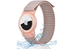 Panjal Breathable Airtag Wristband for Kids & Elders, Apple AirTag Waterproof Bracelet, Adjustable Anti Lost Washable AirTag Wristband Nylon for Toddler Children Elderly and Men Women (Pink)