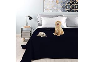 Byour3 - wasserdichte Doppel Tagesdecke Gemischte Baumwolle Bettüberwurf Dekostoff Einzelbett Queen Size Wohndecke Schutz vor Hunden Katzen Kinder Kratzfest Wasserfest Waschbar (Schwarz, Einzelbett)