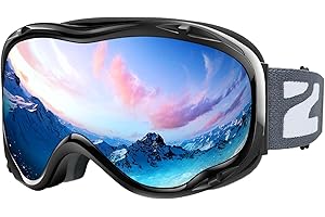 ZIONOR Maschera Sci Occhiali da Sci Snowboard a Specchio con Protezione UV OTG Occhiali da Neve Anti-Nebbia Doppia Lente per Uomo Donna Giovani