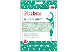 Plackers Dental Flossers Micro Mint, Green, 75 Count