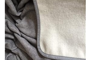 ALPENWOLLE Kocyk dziecięcy, kaszmirowy pled, mały koc wełniany z tasiemką, 20% wełna kaszmirowa, 80% wełna merynosowa, różne rozmiary (srebrny/kremowy, 65 x 100 cm)