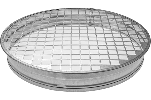 8 tum / 200 mm rund ände i galvaniserat stål med aluminiumnät – runt ventilationsskydd – inomhus- och utomhusrörskydd – luftv