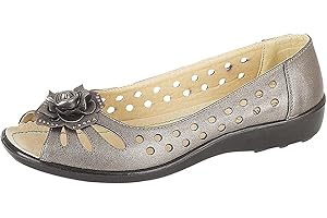 Boulevard Womens Wide Fit Leather Lined Open Peep Toe Flower Summer Shoes Size 3 4 5 6 7 8 9