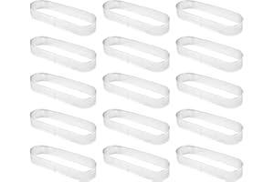 Happysnow 15 moldes ovalados para tartaletas, moldes perforados para hornear, acero inoxidable, anillo redondo para tartas, mousse, tartas, quiche