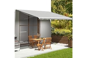 PURADAY Toile de rechange pour auvent 480 x 345 cm Anthracite et blanc Protection solaire Toile de rechange pour store de jardin Dimensions 5 x 3,5 m Espace de vie extérieur Ombre Terrasse véranda