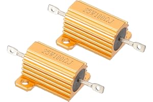 PATIKIL 2 Stk 25W 100 Ohm 5% Toleranz Aluminium Gehäuse Drahtwiderstände Widerstand Sortiment Fall mit Schrauben Drahtgewickelte Widerstände Power für Maschinen Elektronik DIY Golden