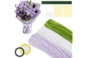 AYESY Pipe Cleaners for Craft, 300PCS 30cm Long Super Flexible Fluffy Craft Set with Flower Stems and Florist Tape, 6mm Chenille Stems for DIY Crafts, Making Flowers, Animals Decorations(Purple)