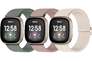‎CHINBERSKY chinbersky 3 Stück Armband Kompatibel mit Fitbit Versa 3/Fitbit Versa 4/Fitbit Sense/Fitbit Sense2 Nylon Armband, Weiches Verstellbares Geflochtenes Ersatz-Sportband,Geeignet für Männer und Frauen