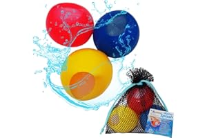 alldoro 63038 Water Splash set di 3 palloncini d'acqua Ø 6cm, palloncini d'acqua riutilizzabili, bambini da 3 anni e adulti, rosso/blu/giallo