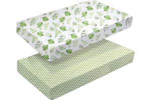 BABY AMABC Lot de 2 draps-housses 120x60 cm,Parure de lit pour lit d'enfant,Draps en coton respirant pour matelas standard de crèche et de tout-petit, jupe entièrement élastique, respirant, facile d'entretien