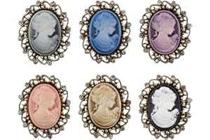 Oenothera 6 Pièce Broche vintage en forme de camée, Vintage Victorien Broche, Victorien Camée Broche, pour Les Femmes Fête Des Mères Souvenir Mode Robe Manteau Accessoires Mignon Bijoux