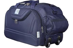 M MEDLER Epoch Nylon 55 litres Waterproof Strolley Duffle Bag- 2 Wheels - Luggage Bag - (Navy Blue)