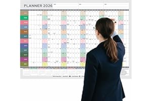 HLDI 2026 Year Wall Planner A1 Wall Calendar Large Jan to Dec Yearly Planner Full Year Planning Chart Academic Annual Poster for Student Family School Office Work Study 59.4x84.1cm(Folded)(1pc)(Multi)