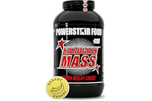‎POWERSTAR FOOD Powerstar HARDGAIN MASS 3600g | WEIGHT GAINER mit Kreatin & ohne Zucker-Zusatz | Masse, Kraft & schneller Muskelaufbau | Deutsche Herstellung | Mass Gainer Shake zum Zunehmen | Banana