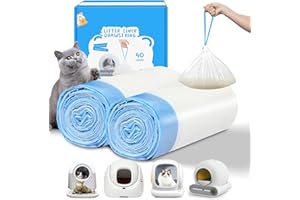 Kitcanis 40 bolsas de arena para gatos para caja de arena automática, bolsas extra gruesas con cordón para MeoWant MW-SC01 y MW-SC02, forros de caja autolimpiables, 19.7 x 17.7 pulgadas