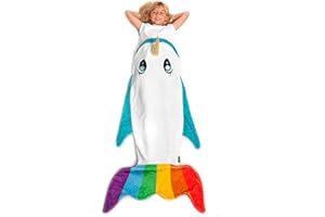 Kanguru Manta Cola de pez Arcoiris, Manta Narval, Manta Sofa o Saco de Dormir para niños, 142 cm de Largo, Idea Regalos para niños, Regalo de cumpleaños, Ideal para Cama niña