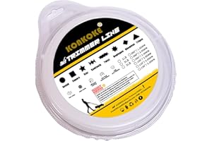 konkoke Filo decespugliatore,Filo Linee in Nylon per Tagliaerba (⌀2,7mm-60m-450g, Bianco/Rotondo)-Immergere 24 Ore in anticipo per aumentarne l'elasticità