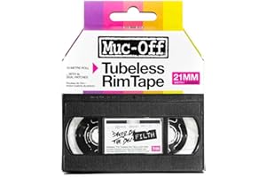 Muc-Off Fond de Jante Vélo Tubeless - 21 mm - Fond de Jante Adhésif Sensible à la Pression - Pour Installation de Pneus de Vélo Tubeless - Rouleau de 10 Mètres - 4 Patchs d'Étanchéité Inclus