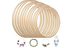 TAXIFANW Anelli a Cerchio in Legno di Bambù，12 Pezzi Macrame anelli per ghirlande Ghirlanda cerchio floreali，per ghirlande nuziali e artigianato