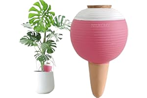 NIUKOMY Arrosage Automatique Terre Cuite Grande, Distributeur d'eau pour Plantes en Pot 450 ML, Oyas Irrigation, Cône D'arrosage Argile avec Bouchon pour Vacances, Bureau, Rose