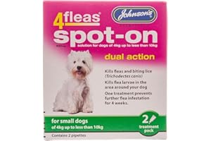 LEEWAY JOHNSONS 4FLEAS "DUAL ACTION" SPOT ON -SMALL DOG - LESS THAN 10KG FLEA TREATMENT (X1 PACKS)