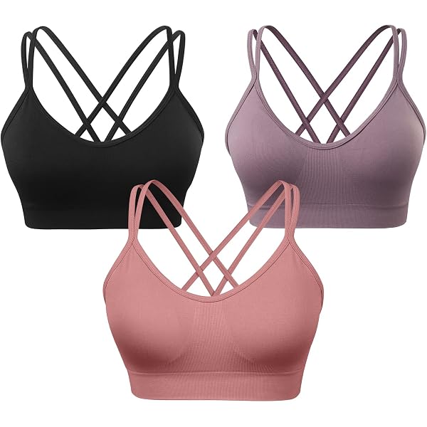 Evercute Cross Back Sports Bras 2 Pack - Padded, Strappy Criss Cross Design For Yoga, Low Impact Workouts - View #5