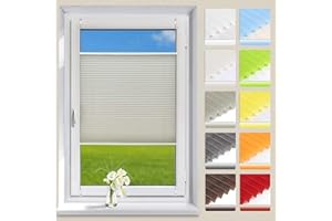 OUBO Plissee ohne Bohren Klemmfix Aluminium-Schienen, Grau 40x120cm (BXH), Jalousie Easyfix Faltrollo mit Klemmträger Sonnenschutz und Sichtschutz lichtdurchlässig Rollo für Fenster & Tür