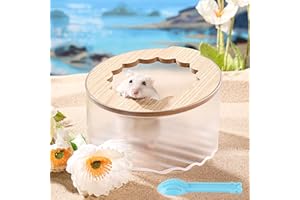 Marchul Bac de bain de sable pour hamster, bac de bain de sable avec pelle de nettoyage, baignoire transparente pour hamster, salle de bain, toilettes, facile à nettoyer, bac à litière pour hamster
