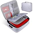 Rubik Fireproof Bag with Zipper Password Lock, A4 Letter Size Documents Money Cards Passport Fire & Water Resistant Multi-Layer Portable Storage Organizer Bag for Home Office Travel (Silver)