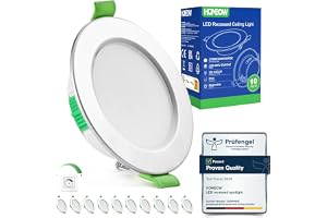 HOMEOW Set med 10 dimbara infällda LED-spotlights för gipsskivor hål 68–80 mm, 5 W nickel infälld LED-takspotlight, varmt ljus 2700K neutralt 4000K kallt 6000K, IP44 spotlight för badrum kök