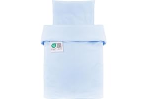 ‎MAKIAN MAKIAN Baby Bettwäsche Set - 80x80 cm / 35x40 cm - 2-teilige Kinderbettwäsche aus 100% Baumwolle (Oeko-TEX® Standard 100 geprüft) - Passend für Babybett, Stubenwagen, Kinderwagen - Blau