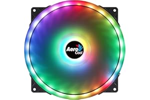 Aerocool Duo 20 ARGB LED PC Fan, 200 mm, 700 rpm, Curved Fan Blades for Maximum Cooling and Anti-Vibration Pads