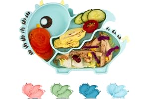 QSHARE Piatto con Ventosa per Bambini,Assiette Bébé,Piatti Bambini Pappa Svezzamento Piatto, Piastra di Alimentazione per Neonati,Lavabile in Lavastoviglie (menta)