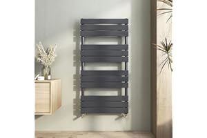 Heilmetz Anthracite Radiator Towel Bathroom, 1200 x 600mm Heated Towel Rail Flat Panel Towel Radiator Towel Warmer Modern Central Heating Space Saving Radiators for Bathroom