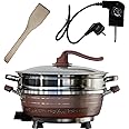 Korean Multi-Function Household Electric Cooker Vacuum Suspension Pot Round Wok Electric Hot Pot Non-Stick Frying pan Noodle Frying stew steam Cooker