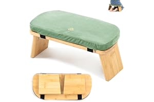 Estleys Meditation Bench, Bamboo Meditation Stool, Folding Kneeling Meditation Bench, Seiza Prayer Bench, Prayer Bench with Meditation Cushion, Kneeling Stool (GREEN)