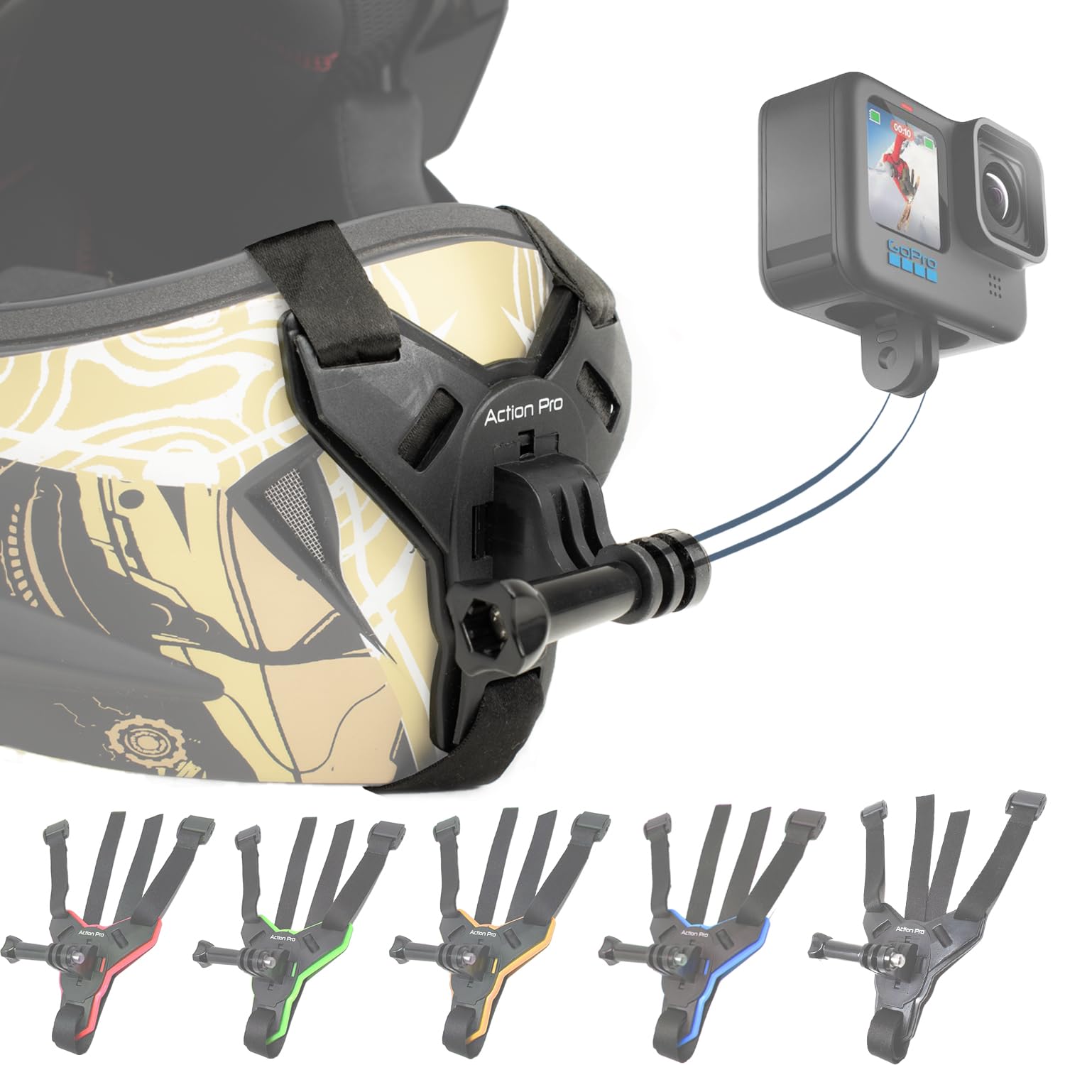 Action Pro Made in India Helmet Chin Mount Strap Compatible with Gopro-13/12/11/10/9/8/7/6/5/4/SJCAM/DJI Insta 360 and All Action Cameras