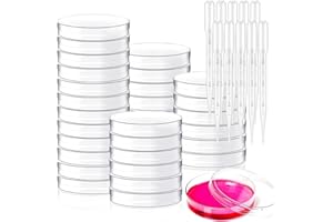 XULEGGNK Lot de 30 boîtes de pétri stériles transparentes en plastique de 35 mm - Bol de culture de laboratoire - Boîtes de Pétri stériles avec couvercle - Avec compte-gouttes - Pour la culture en