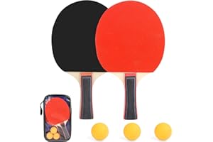 LDERFIV Ensemble de raquettes de tennis de table - 2 raquettes et 3 balles - Sac