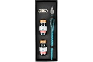 JACQUES HERBIN J. Herbin 29337T - Tinten- und Glasfederset, geeignet für Kalligraphie, Lettering und Kunstprojekte, 2 Tintenflakons 10ml und 1 Glasfeder, 1 Set