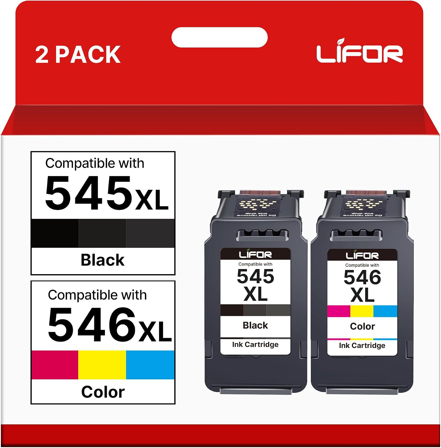LIFOR 545XL Black 546XL Colour Printer Ink Replacement for Canon 545 546 Ink Cartridges PG-545 CL-546 XL for Pixma TS3350 TS3355 TS3150 TS3300 TR4550 MG2550S MG3050 TR4500 TS3100 TR4551 TR4650 MX495