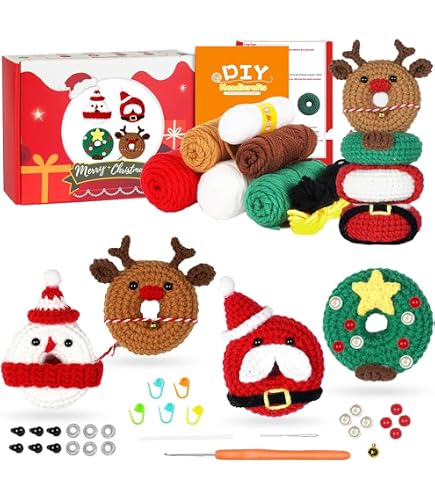 Kit De Crochet De Noël Complet Pour Débutants - Création Épices Avec Chapeau Père Noël Et Instructions