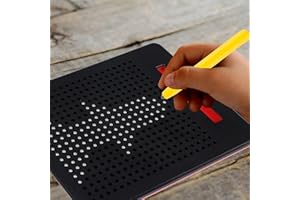 VEYLIN Magnetic Drawing Board, 21.7 x 17.6 cm, Kids Creative Learning Tablet with Steel Balls and Pattern Cards，Black